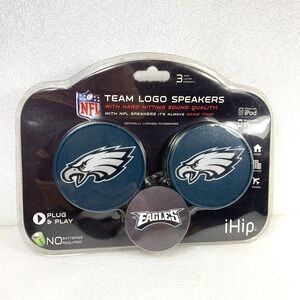 NFL Philadelphia Eagles iHip Team Logo Plug & Play Wired Mini Speakers, NEW‎